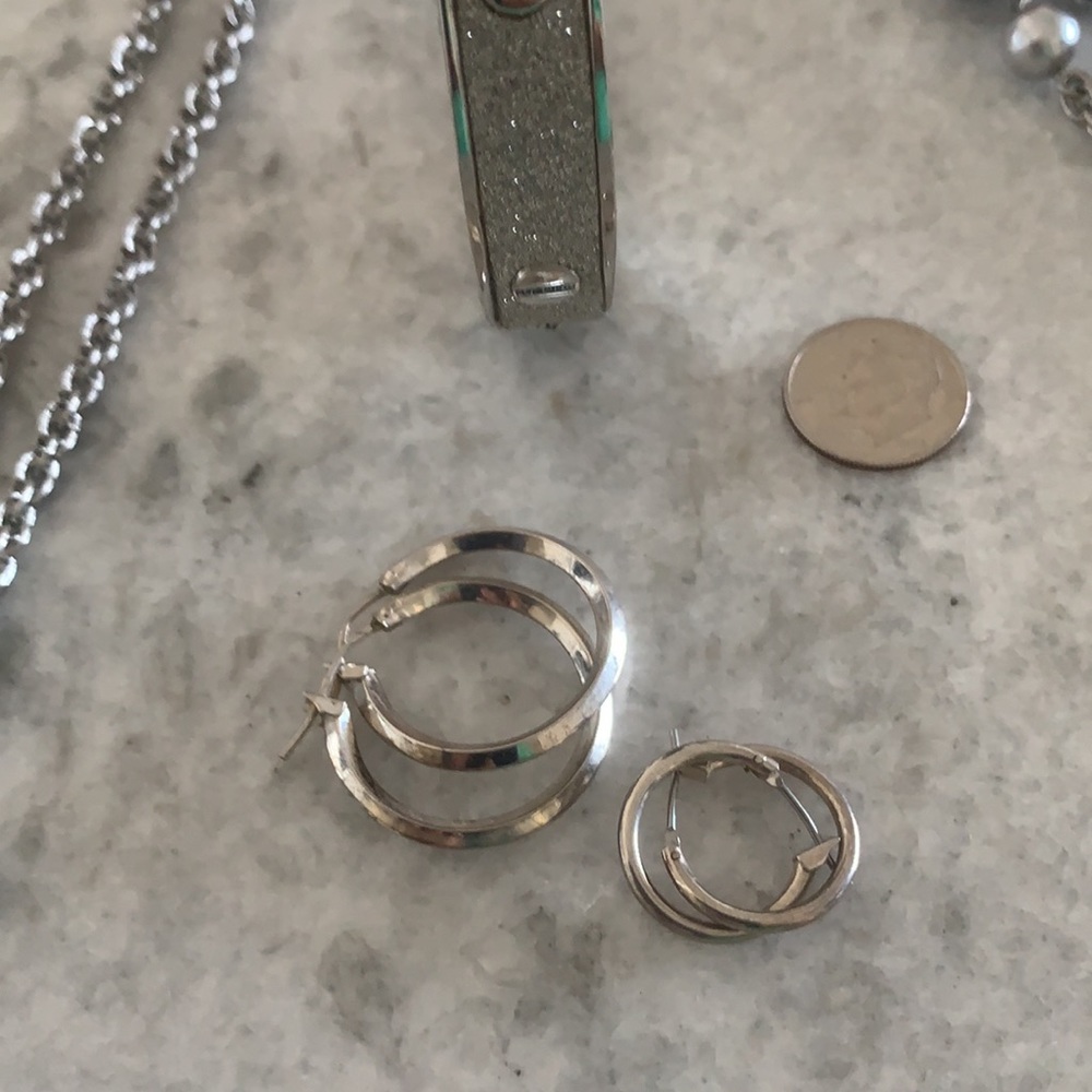 Silver jewelry-necklace, bracelet & 2 earrings - Picture 3 of 6